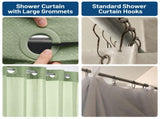 Black Hook Free Waffle Weave Shower Curtain - Double Layer Curtain with Removable V888-ELOSUNG55235-6