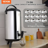 Stainless Steel Insulated Beverage Dispenser, 9.2 Liter, Thermal Hot and Cold Drink Server Dispenser V952-YLHLQQYX12L0TQWXUV0