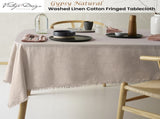 Vintage Design Homewares Gypsy Natural Fringed Washed Linen Cotton Tablecloth 150cm x 275cm V442-HIN-TABLEC-GYPSYLINENC275CM-NATURAL-RE