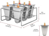 6 Pcs Stainless Steel Popsicle Molds, Reusable Ice Pop Maker with Holder and Wooden Sticks, V1237-ZY-917-205