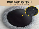 Cozy Plush Donut Pet Bed with Raised Rim, Washable Faux Fur Cat & Dog Couch, Winter Warm Supportive V1341-ZY-NZG53MTB-S-SILVER