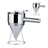 Stainless Steel Pancake Batter Dispenser Funnel 1200ML Large Capacity Conical Funnel with Rack V1294-YM0626-3118220317812