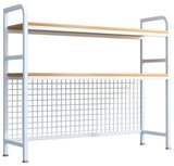 CARLA HOME 2-Tier Metal Desktop Hutch Bookshelf with Grid Panel for Computer Desk and Office LSB-36220