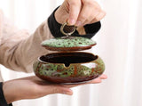 Round Ceramic Ashtray Living Room Anti Fly Ash With Lid Ashtray Cigar Ashtrays Home Decoration V1192-AZ-W-12338
