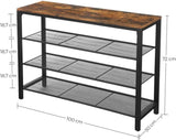 Shoe Rack with 3 Mesh Shelves Rustic Brown and Black V178-11482