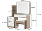 Levede Dressing Table Vanity Stool Set Sliding LED Mirror Makeup Storage Shelves Natural VM1035-NT-AU