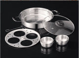 Egg Poacher Cookware, NonStick 4Cup Poached Egg Maker Pan with Glass Lid, Stainless Steel Rust V1370-AZ4-16676