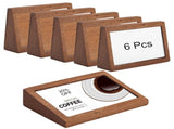 6PCS Wood Label Holder Stand, 4.1 x 2.8 x 0.9 in Slanted Place Card Stands with Clear Acrylic V1192-AZ-W-18420
