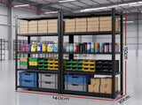 Giantz 2-Rack Garage Shelving 1.5X0.7m Warehouse Shelves Storage Rack Pallet Racking WR-E-7X15-GVN-BKX2