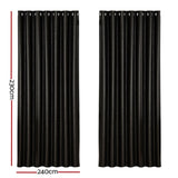 Artiss 2X Blockout Curtains Eyelet 240x230cm Black Shine BC-SHINE-240X230-BK