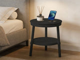 Small Side Table with Drawer and Shelf - Multifunctional Bedside Table with Storage - Nightstand V1366-AZ2-W-13062