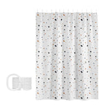 Waterproof Bathroom Shower Curtain with Sheer Window, 180x200cm Floral Pattern No Hook Installation, V1366-AZ2-W-14748