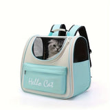 Hello Cat Nylon Pet Backpack, Large Capacity Foldable Travel Carrier with Zipper Closure, Easy V1106-MBB004