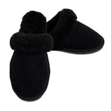 Sheepskin Wool Womens Slippers Scuffs Slip On Winter Ugg Slippers in Black - 10 V563-BR-SHEEPSCUFFS-BLKFR-10