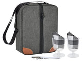 Insulated Wine Tote Bag With Stainless Wine Glasses. For Boating Travel. Wine Cooler Bag For Beach. V1192-AZ-W-0208