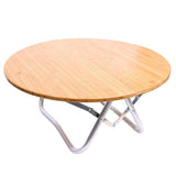 Portable Bamboo Folding Camping Table - Lightweight Round Table with Aluminum Alloy Frame for V888-ELOSUNG1095