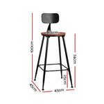 Artiss 4x Bar Stools Vintage Metal Chairs LC-BAR-CHR-ALEX-WALX4