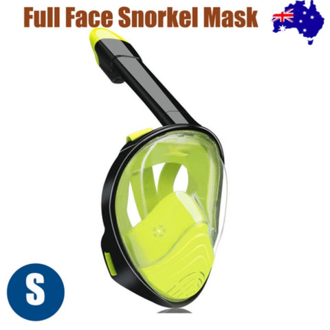 Yellow Full Face Snorkel Mask Swimming Breath Dry Diving Goggle Scuba Glass Anti-Fog AU S V201-W12783346