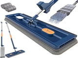 Large Flat Mop with 360&deg Rotatable Wringing Function, Microfiber Pads for Hardwood Blue 2 rags V1237-ZY-203-1790