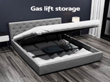 Artiss Bed Frame Queen Size Gas Lift Grey VILA EMERALDPACKAGE-GY-34Q