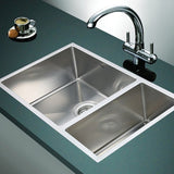 715x440mm Handmade Stainless Steel Undermount / Topmount Kitchen Sink with Waste V63-770035