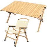 Chair & Table Set Bamboo Camping Folding Portable Outdoor Picnic Travel BBQ V563-MD-020MN_019M-NW