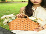 Handwoven Wooden Chip Handheld Decorative Basket, Baking Pastry Container, Living Room Floral V1221-XM-LB3875-ZS92