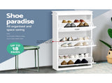 Artiss 2x Shoe Cabinet Storage Organiser 3 Flip Drawer White FURNI-P-SHOE-3D-WHX2