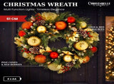 Christabelle 61cm Timeless Elegance Christmas Wreath Pre Lit Multi Function LED Gold Red Bauble 112_SENTE61