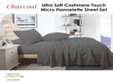 Shangri La Cashmere Touch Micro Flannelette Sheet Set Charcoal Double V442-KIT-SHEETS-CASHMEREFLANNEL-CHARCOAL-DS