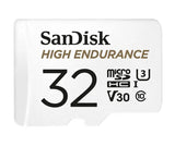 SanDisk High Endurance 32GB microSD 100MB/s 40MB/s 2.5K hrs 4K UHD C10 U3 V30 -40&degC to 85&degC Heat V1202-V2-FMS-MSDHE-032G