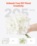 VEVOR 205 Pcs Artificial Silk Hydrangea Flowers 9.8 In Bouquet Arrangement White V952-RZXQBS205PCS6HW4T001V0