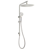 WELS Brushed Nickel Dual Shower Set Sliding Rail Arm 12" Round Head Handheld 2 Way Diverter V1233-S4902BNHR002M4CNKSR112N