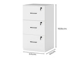 Levede File Cabinet 3 Drawers Filing Storage Cabinet HO0607-WH-AU