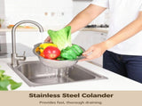 3PCS Stainless Steel , 6.7" 7.5" 9.1" Nesting Strainers, Fast Draining Perforated Bowls with Wide V1369-AZ3-W-08738