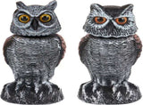 2 Pack Fake Owl Decoys to Scare Birds Away, Rotating Head Bird Deterrents, Nature Enemy Scarecrow V1258-DP02-C-330