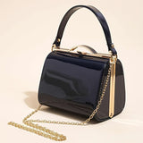 Women'S Evening Clutch Patent Leather Handbag Shiny Hand-Held Bag Hard-Shell - Sky Blue - Size V1347-DSZ-001-001-SKY-18-13-14