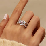 Dainty Infinity Heart Promise Ring Women 925 Sterling Silver Pink Love CZ Birthstone Cute Ring V1188-CYX-J02-2021