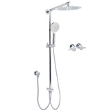 Chrome 10" Round Rain Handheld Twin Shower Head Arm Sliding Rail Arm Double Taps V1233-HR002M4CSC842KSR110CPF0282A