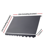 Instahut Window Fixed Pivot Arm Awning Patio Outdoor Blinds Retractable 2.8X2.1M AWN-B-FIXED-PS-28-GREY