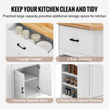 VEVOR Kitchen Island Cart Storage Cabinet Serving Cart with Drawer & Shelves V952-BFBGDKYDCFBS8BJFXV0