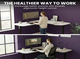 FORTIA Corner Standing Desk, 160x140cm, 72-118cm Sit to Stand Up Electric Height Adjustable, White V219-ADKCORFOR1WTKA