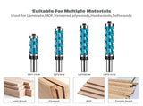 Double Bearing Spiral Flush Trim Router Bit 1/2" Shank - Solid Carbide Blade with Teflon Coating, V1107-145-50122-BLU2