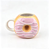 Donut Shaped Ceramic Coffee Mug,Novelty Cartoon Doughnut Cup for Couples,Funny 3D Drinkware for Home V1369-AZ3-W-14807