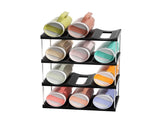 4-Tier Stackable Black Cup & Wine Organizer - Detachable Tumbler & Bottle Desktop Rack V888-ELOSUNG45853