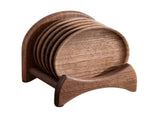 6pcs Wooden Drink Coasters with Holder for Household Freezer Fridge V1263-JX-5437