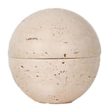 Beige Travertine Sphere Incense Burner Natural Marble Stone Home Decoration, Religious Round V1366-AZ2-W-21757