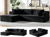 Couch Modular Sectional 3 Seater Sofa L-Shaped Black,81" Boneless Sofa Bed, Deep Seat and Side V1337-LS-BK02-B