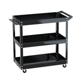 Giantz 3-Tier Tool Cart Trolley Workshop Garage Storage Organizer Black TB-CART-3L-BK