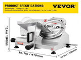 Commercial Meat Slicer, 200W Electric Deli Food Slicer, 350-400RPM Meat Slicer with 8" Carbon Steel V952-SYDRQPJ240W8WB31UV3